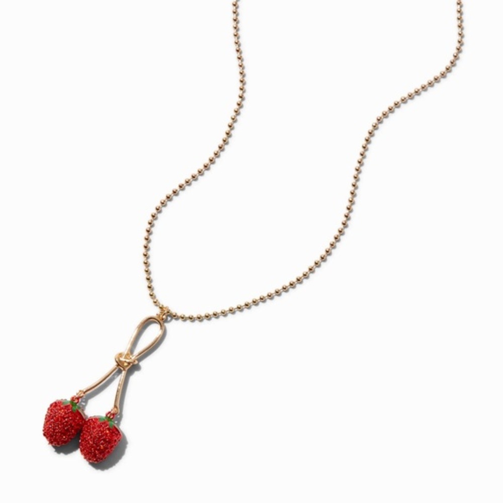 NWOT Red Pavé Cherry Pendant Necklace